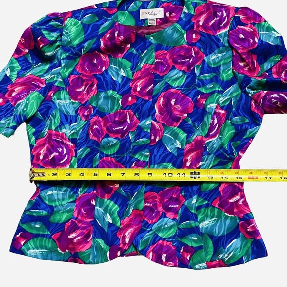 Vintage Papell Boutique Satiny Floral Jacket Blazer Top Shoulder Pads Women’s 8 - Picture 8 of 8